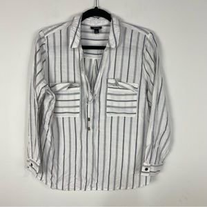 a.n.a striped long sleeve blouse top